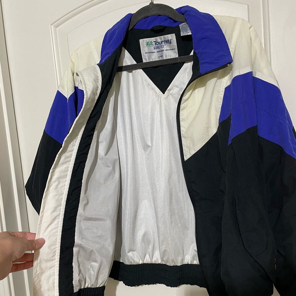 Vintage Tourney Gore-Tex Ladies Windbreaker Jacket Geometric Track Retro Golf